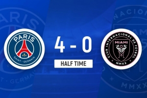 澳客官网-半场-巴黎全面压制4-0迈阿密 内维斯双响布斯克茨失误迈阿密0射门